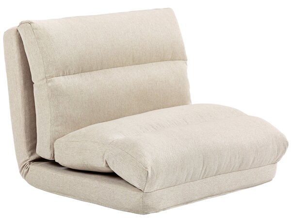 HOMCOM Sedile con funzione letto, schienale regolabile, pieghevole, fino a 120 kg, 70 x 41 x 56 cm, Beige