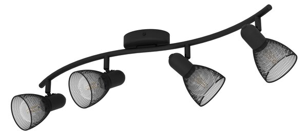 Spot Moderno Carovigno In Acciaio Nero 4 Luci E14 40W Ip20