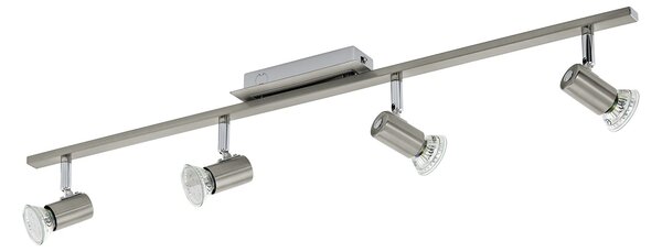 Spot Moderno Rottelo In Acciaio Nichel Satinato 4 Luci Gu10 4,6W Ip20