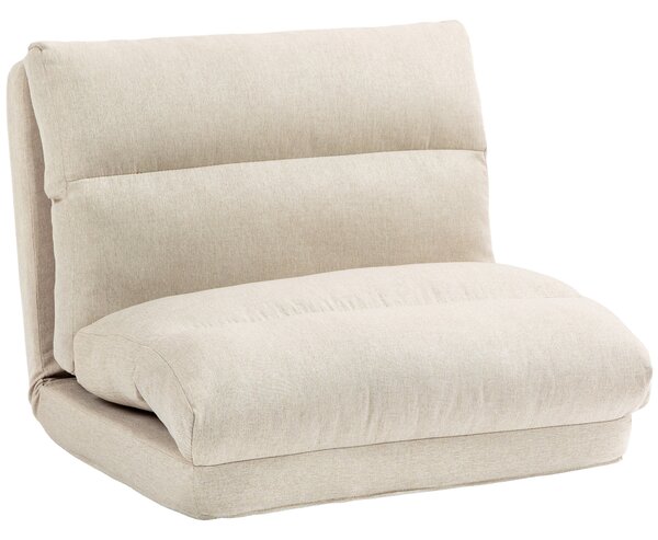 HOMCOM Sedile con funzione letto, schienale regolabile, pieghevole, fino a 120 kg, 70 x 41 x 56 cm, Beige