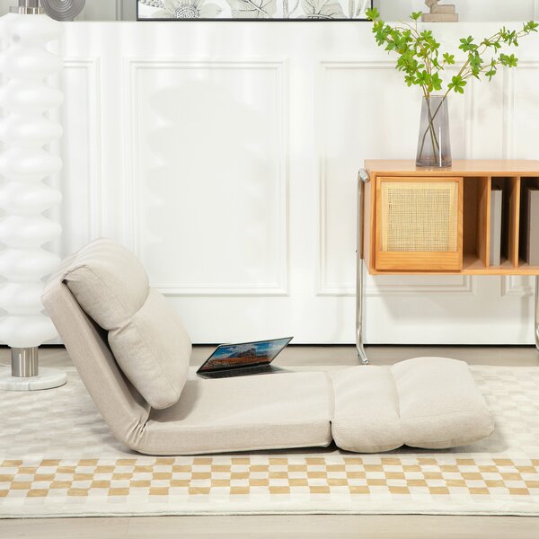 HOMCOM Sedile con funzione letto, schienale regolabile, pieghevole, fino a 120 kg, 70 x 41 x 56 cm, Beige