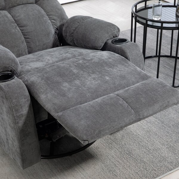 HOMCOM Poltrona relax con poggiapiedi, poltrona reclinabile, girevole, fino a 150 kg, struttura in acciaio, 88x96x108cm, Grigio scuro