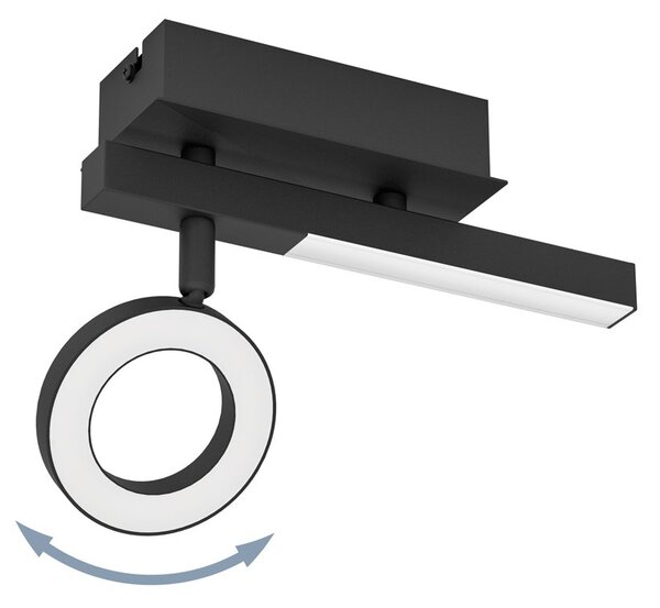 Spot Moderno Cardillio 2 In Alluminio Nero 1 Luce Led 3,2W 3000K Ip20