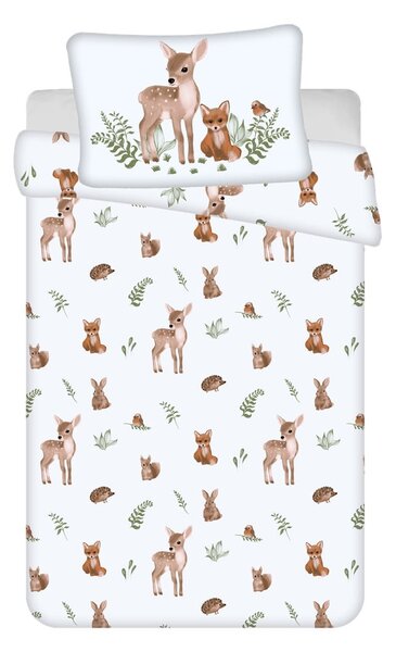 Set copripiumino e federa da bambini bianco/marrone in cotone per culla 100x135 cm Forest Animals – Jerry Fabrics