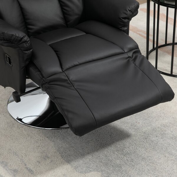HOMCOM Poltrona Relax, Funzione Lettura, Ecopelle, Poggiapiedi, 150 kg, 78 x 80 x 109 cm, Nero