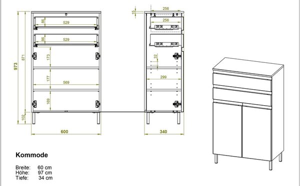 Mobile bagno basso bianco in rovere 60x97 cm Torrance - Germania