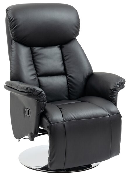 HOMCOM Poltrona Relax, Funzione Lettura, Ecopelle, Poggiapiedi, 150 kg, 78 x 80 x 109 cm, Nero