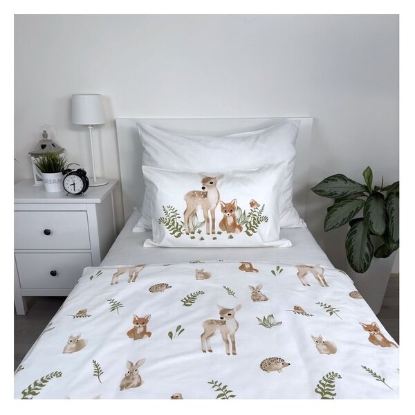 Set copripiumino e federa da bambini bianco/marrone in cotone per culla 100x135 cm Forest Animals – Jerry Fabrics