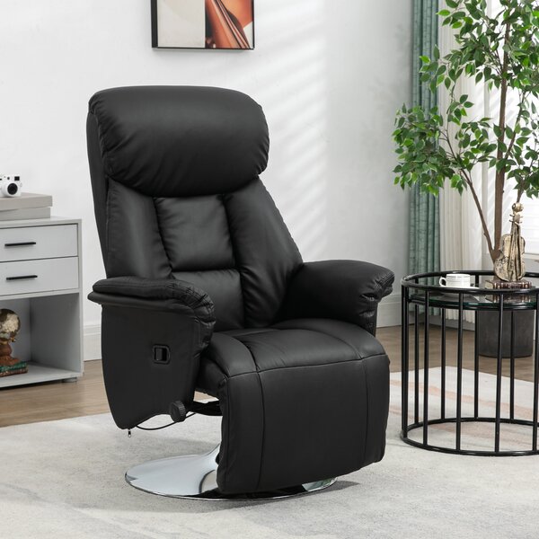 HOMCOM Poltrona Relax, Funzione Lettura, Ecopelle, Poggiapiedi, 150 kg, 78 x 80 x 109 cm, Nero