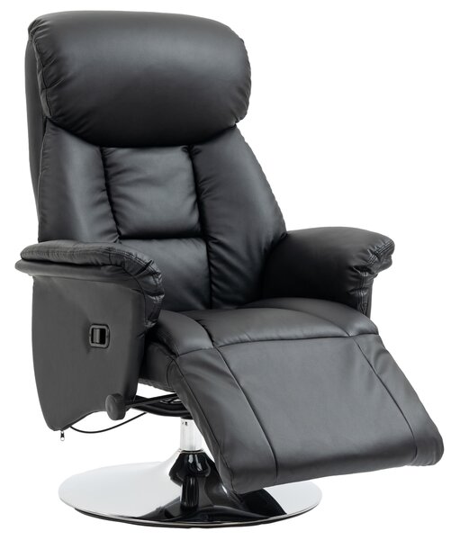 HOMCOM Poltrona Relax, Funzione Lettura, Ecopelle, Poggiapiedi, 150 kg, 78 x 80 x 109 cm, Nero