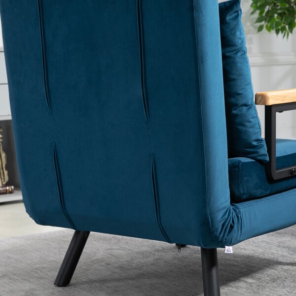 HOMCOM Poltrona Relax in Stile Scandinavo, Sedia a Dondolo, Poltrona da Lettura. con Cuscino con Bottone, Nero + Naturale