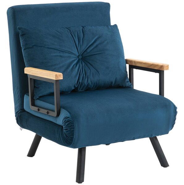 HOMCOM Poltrona Relax in Stile Scandinavo, Sedia a Dondolo, Poltrona da Lettura. con Cuscino con Bottone, Nero + Naturale