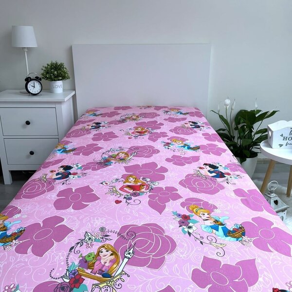 Lenzuolo con angoli per bambini rosa in cotone 90x200 cm The Pincesses "Pink" – Jerry Fabrics