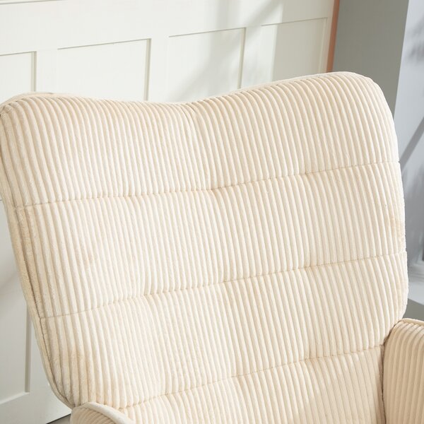 HOMCOM Sedia a Dondolo Vintage, Scocche Curve, Imbottitura Spessa, Legno di Faggio e Acciaio, Beige