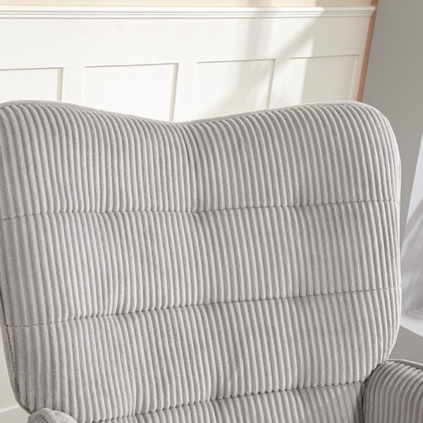 HOMCOM Poltrona Dondolo Vintage, Scivoli Curvi, Imbottitura Spessa, Faggio & Acciaio, Grigio Chiaro