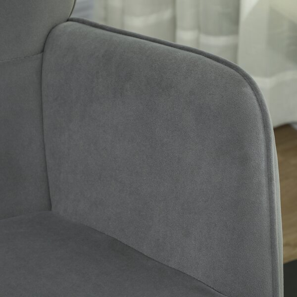 HOMCOM Poltrona a Dondolo Vintage, Pattini Curvi, Imbottitura Spessa, Legno di Faggio & Acciaio, Grigio Scuro