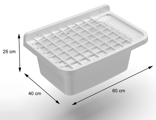 MONGARDI Lavandino pilozzo a muro con griglia - da esterno 60x40x25, colore BIANCO