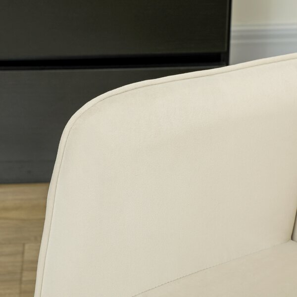 HOMCOM Poltrona Dondolo, imbottitura spessa, schienale largo, legno di faggio/telaio in acciaio, fino a 120 kg, Beige