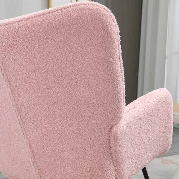HOMCOM Poltrona a Dondolo dal Design Retro, Legno Massello, Poltrona, Poltrona Relax, 98 cm x 71 cm x 101 cm, Rosa