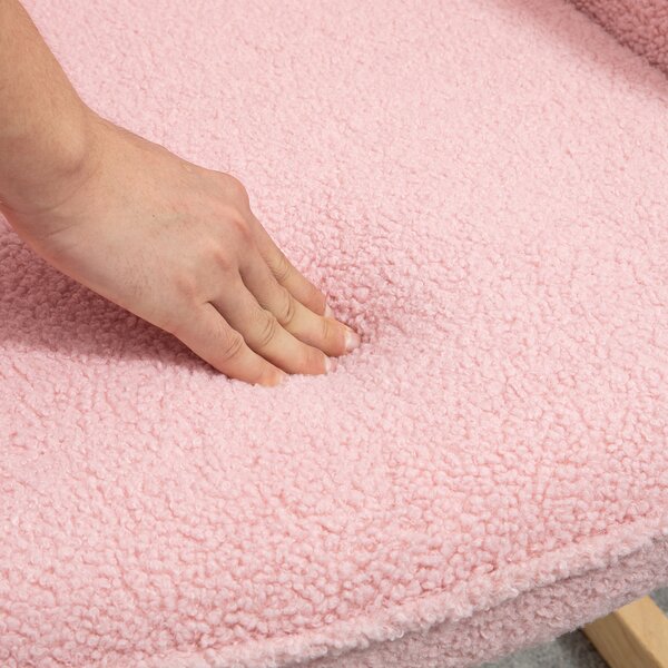 HOMCOM Poltrona a Dondolo dal Design Retro, Legno Massello, Poltrona, Poltrona Relax, 98 cm x 71 cm x 101 cm, Rosa