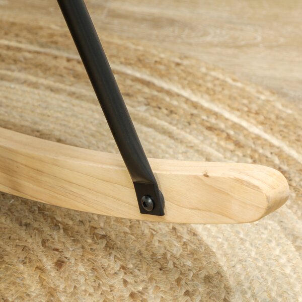 HOMCOM Poltrona Dondolo in Berbervlies con Braccioli, Poltrona Ergonomica con Scivoli in Legno, per Soggiorno, Camera da Letto, Bianco