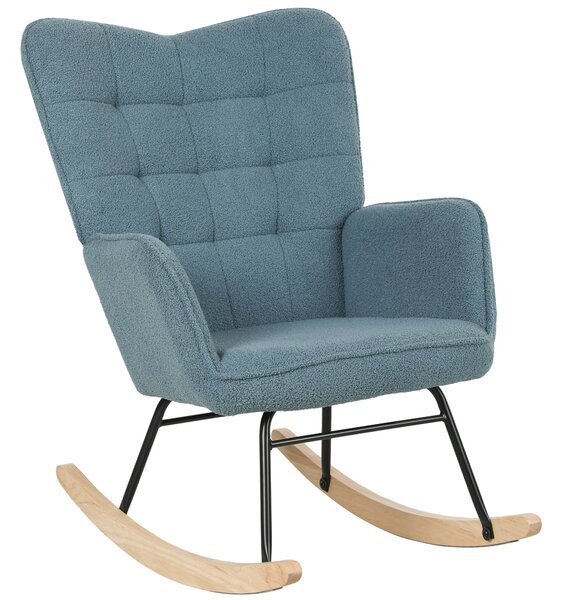 HOMCOM Poltrona a Dondolo, forma ergonomica, scivoli in legno reale, fino a 120 kg, Azzurro Chiaro