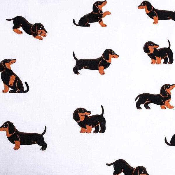 Set copripiumino e federa da bambini bianco e nero in cotone per letto singolo 140x200 cm Dachshund – Jerry Fabrics