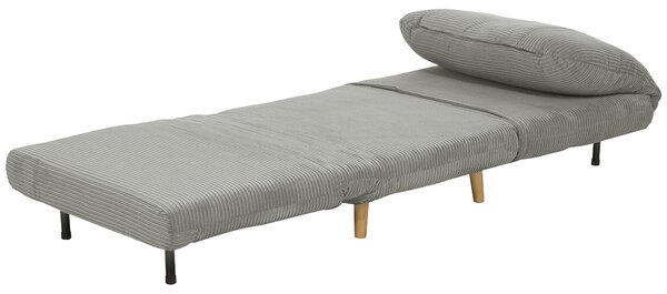 HOMCOM 2-in-1 Poltrona Letto per Ospiti, supporto regolabile Velluto a Coste 82 cm x 89 cm x 83 cm Grigio