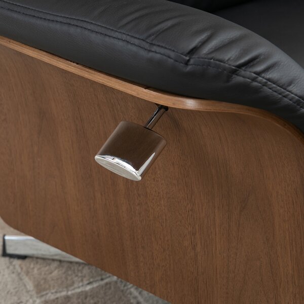 HOMCOM Poltrona Relax con Poggiapiedi, Girevole 360°, Funzione Sdraio, Poltrona per la Lettura, nero, 80 x 84 x 108 cm