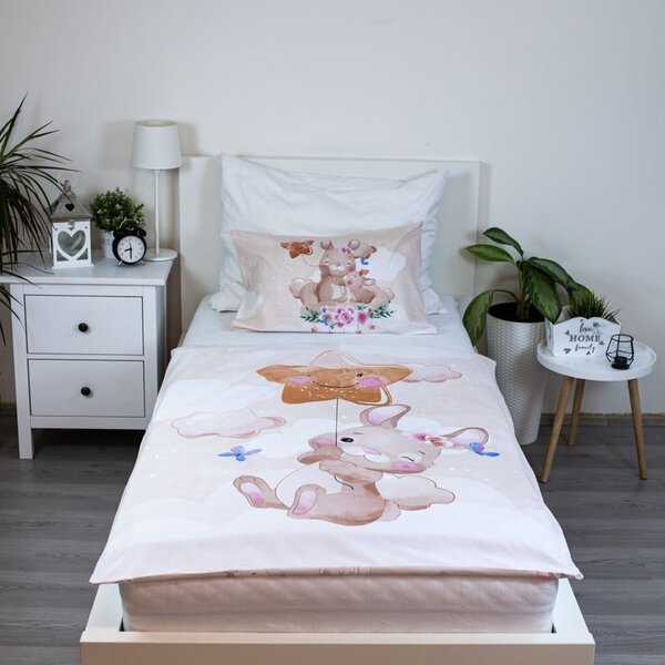 Set copripiumino e federa da bambini giallo in cotone per culla 100x135 cm Bunny "Star" – Jerry Fabrics