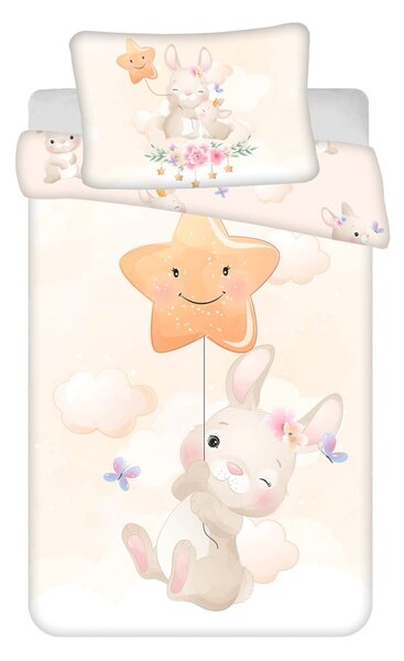 Set copripiumino e federa da bambini giallo in cotone per culla 100x135 cm Bunny "Star" – Jerry Fabrics