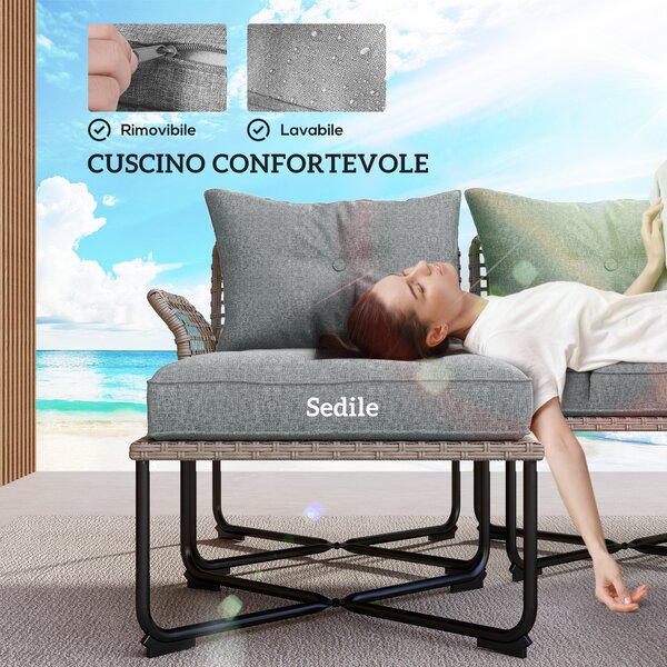 Outsunny Set da Giardino 5 Pezzi in Rattan con 2 Sedie Laterali, Sedia Centrale e 2 Sgabelli/Tavolini da Caffè|Aosom
