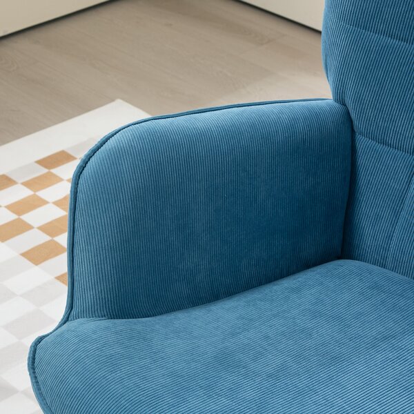 HOMCOM Poltrona Relax con Poggiapiedi, Sedia in Effetto Corda con braccioli in legno, per Soggiorno, 72L x 80P x 101A cm, Blu | Aosom Italy