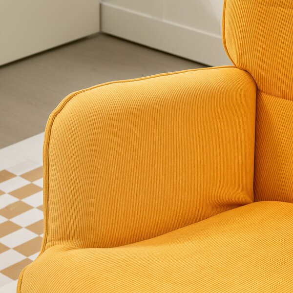 HOMCOM Poltrona di Design con Pouf, Poltrona Relax in Corda, Poltroncina con Braccioli in Legno, per Soggiorno, Arancione