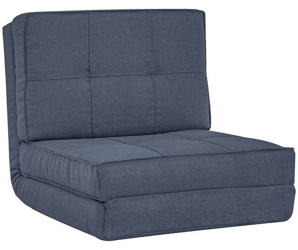 HOMCOM Poltrona da Pavimento Pieghevole Sofà Lettino a 5 Posizioni Poltrona Letto Divano Singolo Blu Scuro 61 x 73 x 58 cm