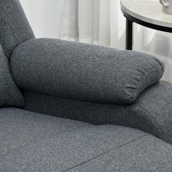 HOMCOM Poltrona Reclinabile, Funzione Relax e Poggiapiedi, regolabile fino a 150 kg, Telaio in Acciaio, 90 x 96 x 98 cm, Grigio