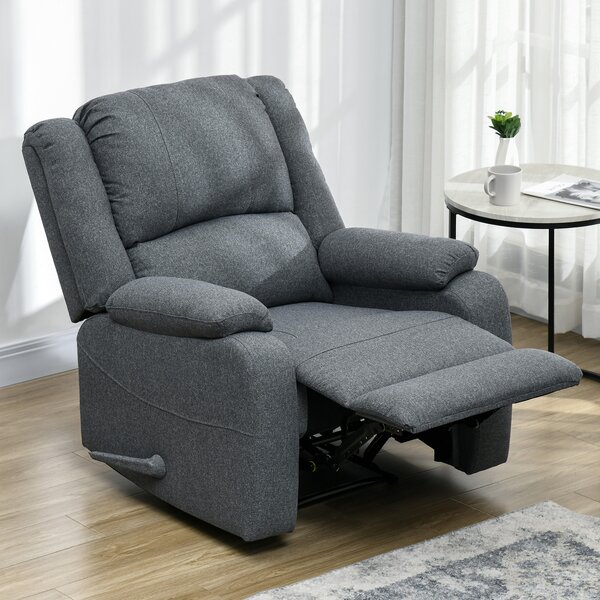 HOMCOM Poltrona Reclinabile, Funzione Relax e Poggiapiedi, regolabile fino a 150 kg, Telaio in Acciaio, 90 x 96 x 98 cm, Grigio
