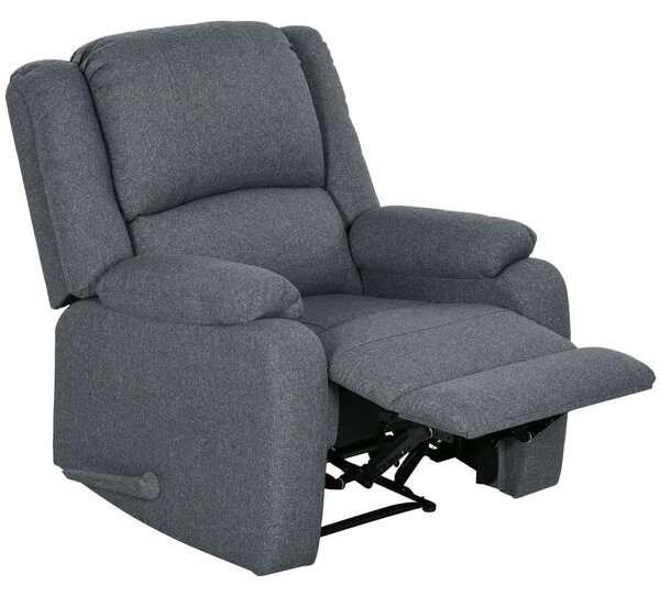 HOMCOM Poltrona Reclinabile, Funzione Relax e Poggiapiedi, regolabile fino a 150 kg, Telaio in Acciaio, 90 x 96 x 98 cm, Grigio