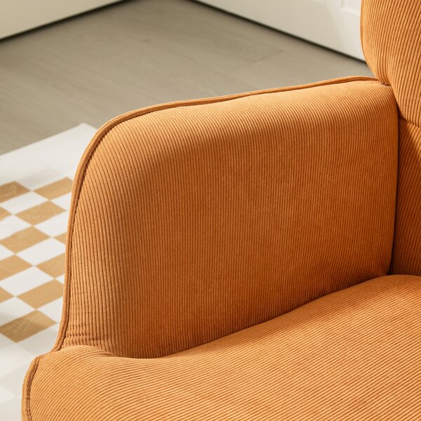 HOMCOM Poltrona Accent con Pouf, Poltrona Relax in Corda, Poltrona con Braccioli in Legno, per Soggiorno, Marrone