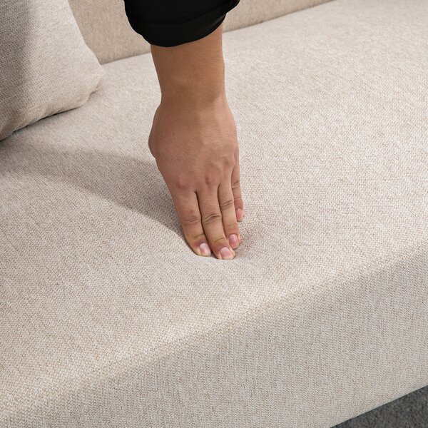 HOMCOM Divano a Due Posti, Design Moderno, Include 2 Cuscini, Gambe in Legno, 130 x 70 x 80 cm, Crema