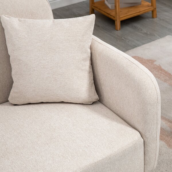 HOMCOM Divano a Due Posti, Design Moderno, Include 2 Cuscini, Gambe in Legno, 130 x 70 x 80 cm, Crema
