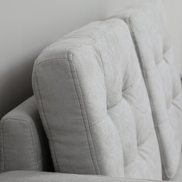 HOMCOM Divano a Due Posti con Contenitore, Impunture a Bottoni, Cuscini, Legno di Gomma, 117x62x78cm, Grigio Chiaro