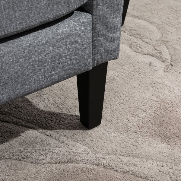 HOMCOM Poltrona Singola, Poltrona Relax, Poltrona Imbottita con Piedi in Legno, Tessuto Effetto Lino, 66 x 72 x 74 cm, Grigio Chiaro
