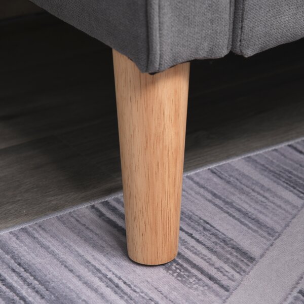 HOMCOM Divano a 2 Posti, Divano con Spazio di Archiviazione, Gambe in Legno, Divano Imbottito con Rivestimento in Velluto per Soggiorno, Camera da Letto, 117x 62 x 78 cm, Grigio