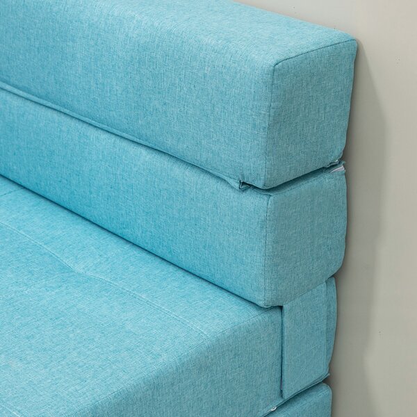 HOMCOM Poltrona Letto Poltrona Relax Letto ospiti. Fodera rimovibile, 70 cm x 70 cm x 61 cm, Celeste