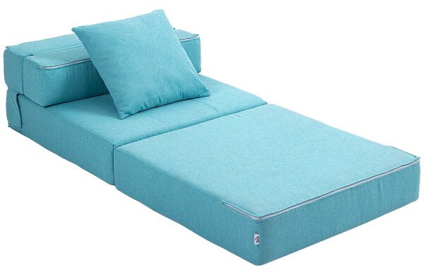 HOMCOM Poltrona Letto Poltrona Relax Letto ospiti. Fodera rimovibile, 70 cm x 70 cm x 61 cm, Celeste