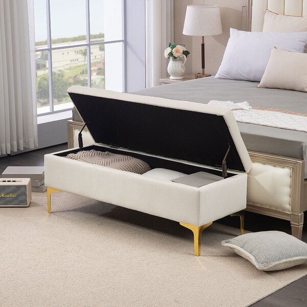 HOMCOM Panca con Spazio di Archiviazione, resistenza fino a 120kg, 120x44x44,5cm, Beige