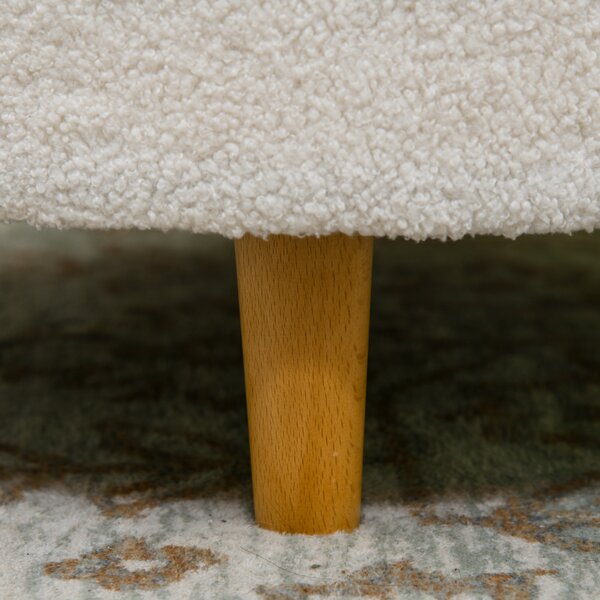 HOMCOM Pouf Imbottito in Teddyfleece con Spazio Nascosto e Coperchio Ribaltabile, 56 cm x 56 cm x 42 cm, Bianco