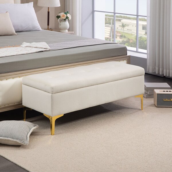 HOMCOM Panca con Spazio di Archiviazione, resistenza fino a 120kg, 120x44x44,5cm, Beige