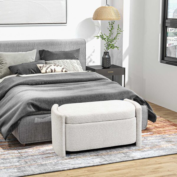 HOMCOM Panchina con Spazio di Archiviazione Panca per Corridoio, Imbottita, 105 cm x 44 cm x 45,5 cm. Crema/Beige